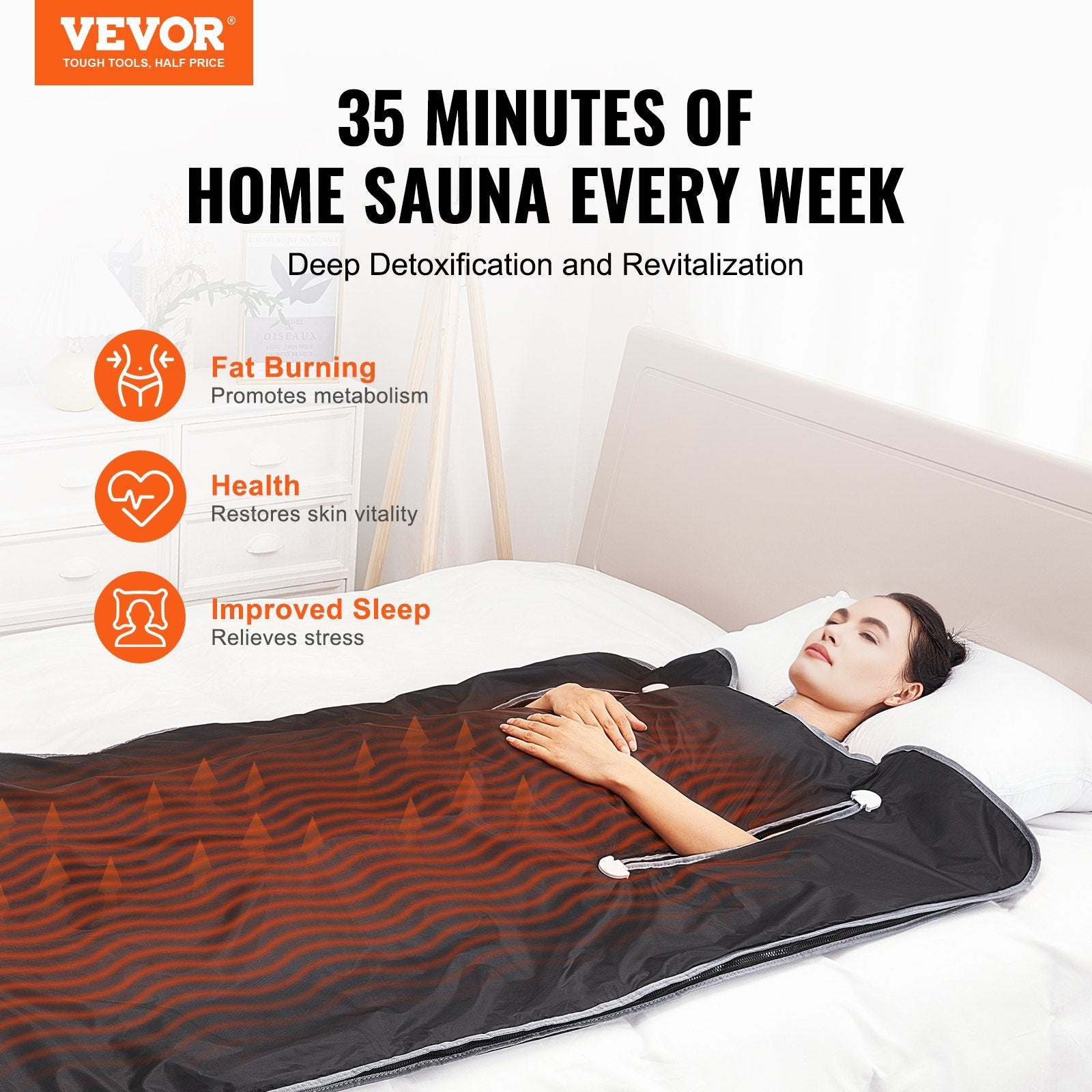Sauna Blanket For Detoxification, Portable Far Infrared Sauna For Home, Oxford Sauna Bag Warm Holes & Carbon Fiber Heating, 1-6 Level Adjustable Temp 95-176F, 5-60 Minutes Timer, 75 X 35 In