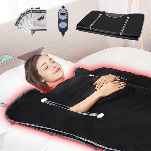 Sauna Blanket For Detoxification, Portable Far Infrared Sauna For Home, Oxford Sauna Bag Warm Holes & Carbon Fiber Heating, 1-6 Level Adjustable Temp 95-176F, 5-60 Minutes Timer, 75 X 35 In